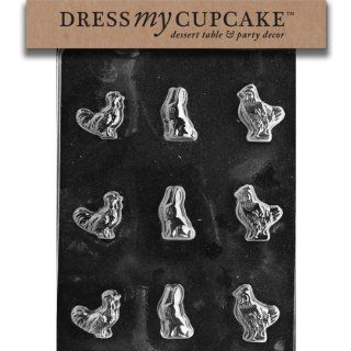 Dress My Cupcake DMCE172SET Chocolate Candy Mold, Easter with Bunny Rooster, Set of 6: Kitchen & Dining