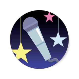 singer's microphone and stars design stickers