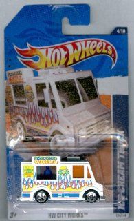 2011 HOT WHEELS HW CITY WORKS 174/244 WHITE FRIBURGER'S GRILL ICE CREAM TRUCK 4/10: Toys & Games
