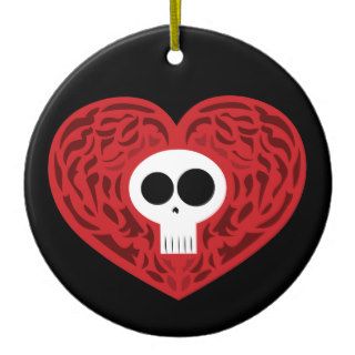 Skull Tattoo Heart Christmas Tree Ornament