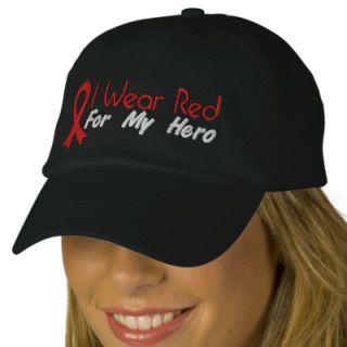 I Wear Red For My Hero   Heart Disease Embroidered Hat