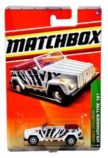 Mattel Year 2010 Matchbox MBX Jungle Explorers Series 164 Scale Die Cast Car #96   Zebra Camo Color "Jungle Thing Base Camp" Compact Sport Utility Vehicle SUV VOLKSWAGEN TYPE 181 (aka Trekker, Thing and Safari) Toys & Games