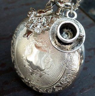 Alice in Wonderland Tea Party Steampunk pocket watch necklace pendant charm 1 