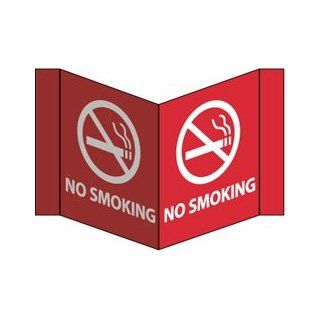 NMC VS9W Visi Sign, Legend "NO SMOKING" with Graphic, 9" Length x 6" Height, PVC Plastic, White: Industrial & Scientific