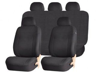 Universal Car Seat Cover Full Set Front Airbag Airbags Ready ELEGANT 1 STYLE Black SC 186BK: Automotive