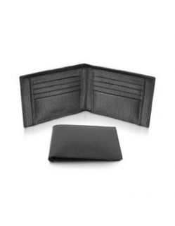 Giorgio Fedon 1919 Class   Men's Black Grained Leather Billfold Wallet: Clothing