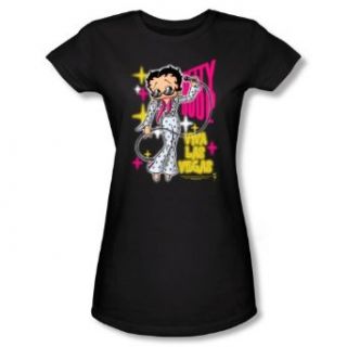Betty Boop VIVA LAS VEGAS Short Sleeve Tee JUNIOR SHEER   BLACK T Shirt Small Movie And Tv Fan T Shirts Clothing