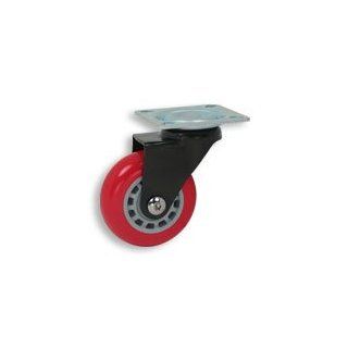 Cool Casters   Solid Skate Wheel Caster, Red Wheel, Black Yoke, Swivel Plate No Brake   Item #150 64 RD SP NB BL: Industrial & Scientific