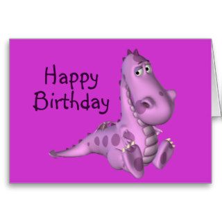 Childs Birthday Purple Dinosaur Greeting Card