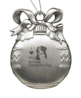 Solid Pewter Christmas Ornament   I Love My Bernese Mountain Dog: Sports & Outdoors