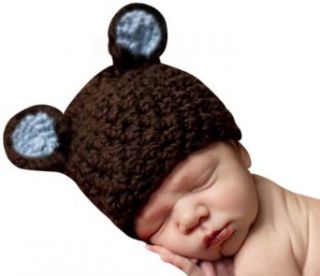 Melondipity Boys Organic Brown & Blue Chunky Sugar Bear Crochet Beanie Baby Hat: Infant And Toddler Hats: Clothing