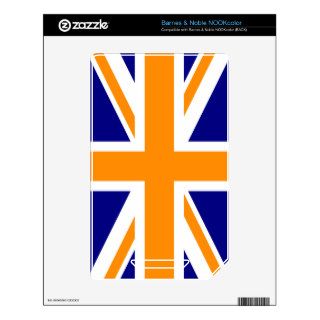 Navy and Orange Union Jack Skins For NOOK Color