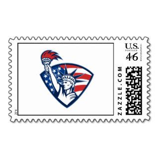 Statue of Liberty Holding Flaming Torch Shield Postage Stamp