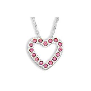 CleverEve Designer Series Sterling Silver Floating Pink CZ Heart Chain Slide Necklace w/ 18.0" Chain CleverSilver Jewelry