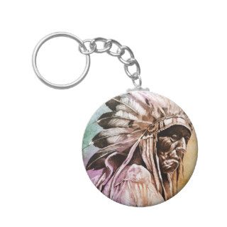 Sketch of tattoo art, indian head keychain