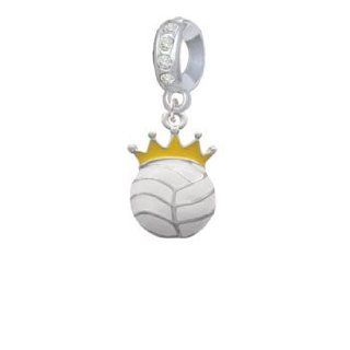 Volleyball   Crown Clear Crystal Charm Bead Dangle: Jewelry