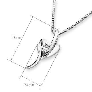 X1000Diamond 18K White Gold Heart Diamond Pendant W/Silver Chain (0.07ct,G H Color,VS2 SI1 Clarity): X1000 Diamond: Jewelry