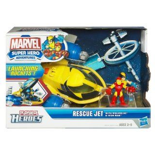 Marvel Super Hero Adventures Playskool Heroes Rescue Jet with Wolverine & Iron Man: Toys & Games