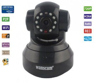 Black Indoor Pan/Tilt H.264 720p(1280X720) Wireless IP Camera, Support up to 32G Micro SD(TF) card, IEEE 802.11b/g/n Wireless Connectivity : Dome Cameras : Camera & Photo