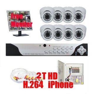 Complete Professional 8 Channel H.264 (2T HD) DVR CCTV Security Camera Surveillance System Package with 8 Pack 1/3" Sony CCD, 560 TV Lines, Varifocal Focal 2.8~10mm Lens, 36pcs IR LED, 98.5 feet IR Distance Indoor Cameras + 1 x free 19" Security 