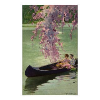 Vintage Love and Romance, Romantic Canoe Ride Print