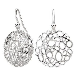 925 Sterling Silver High Polish Finish Round Cut Out Circle Earrings: Drop Earrings: Jewelry