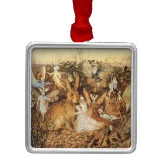 Vintage Fairy Tales, Rabbit Among the Fairies Christmas Ornament