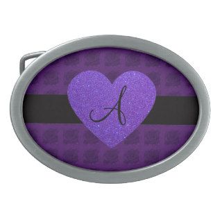 Purple heart monogram roses belt buckle