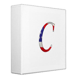 Monogrammed Letter C American Flag 3 Ring Binders