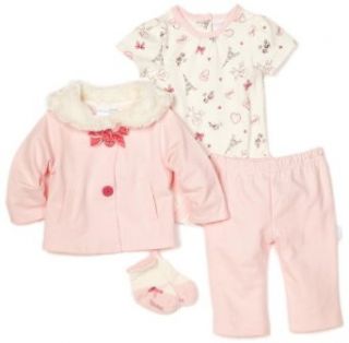 Vitamins Baby Girls Newborn Paris Theme 3 Piece Creeper Pant Set with Socks, Pink, 6 Months: Clothing