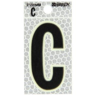 Brady 3000 C 2 3/8" Height, 1 1/2" Width, B 309 High Intensity Prismatic Reflective Sheeting, Black And Silver Color Glow In The Dark/Ultra Reflective Letter, Legend "C" (Pack Of 10): Industrial Warning Signs: Industrial & Scientifi