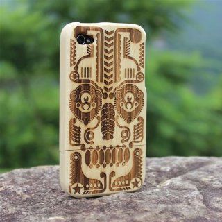 Matek:Maya Totem Mask Bamboo Wooden Wood Hard Case Cover for iPhone 4 4S 4G ,281: Cell Phones & Accessories