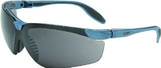 Uvex S3724 Genesis Slim Safety Eyewear, Blue Gray Frame, Dark Gray Ultra Dura Hardcoat Lens   Safety Glasses  