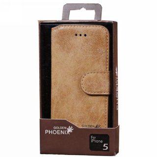 X1pc Light Blown 100% Original Genuine Matte Retro Style Cowhide Leather Card Wallet Flip Case for Iphone 5 5g: Cell Phones & Accessories