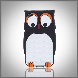 Black FJX 3D Cute Cartoon Owl Silicone Case for Apple Iphone 4/4G/4S: Cell Phones & Accessories