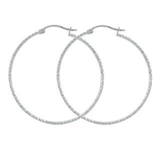 SILVERINA Sterling Silver Faceted Finish Large Hoop Earrings (1.7mm Thick) Argollas Jewelry