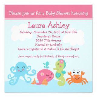 Under the Sea life/Girl Baby Shower Invitation