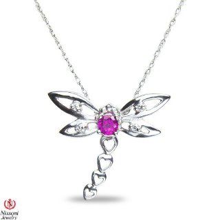 Women's Diamond Accent Fashion Pendant and chain with Created Ruby in Sterling Silver Jewelry