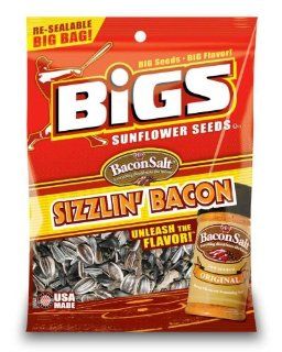 Bigs Bacon Salt Sizzlin' Bacon Sunflower Seeds, 5.35 Ounce (Pack of 12) : Snack Sunflower Seeds : Grocery & Gourmet Food