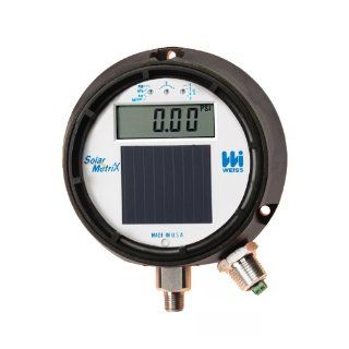 Weiss Instruments DUGY3 Light Powered Digital Process Pressure Gauge with 4 20MA Transmitter, Stainless Steel 304 Wetted Parts, LCD Display, 4 1/2" Dial, 0 200 psi Range, 0.5% Accuracy, 1/4" Male NPT Connection, Bottom Mount: Industrial Pressure 