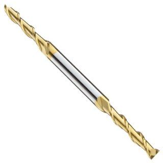 Niagara Cutter 68028 High Speed Steel (HSS) Square Nose End Mill, Long Length, Double End, Inch, TiN Finish, Roughing and Finishing Cut, 35 Degree Helix, 2 Flutes, 2.5" Overall Length, 0.063" Cutting Diameter, 0.188" Shank Diameter Industri