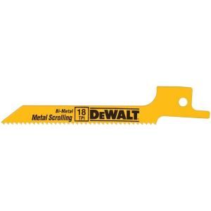 DEWALT 3 1/2 in. 18 TPI Scroll Cutting Bi Metal Reciprocating Saw Blade (5 Pack) DW4815