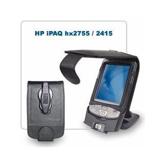 Hp Ipaq Hx 2700 Series / 2400 Series / 2100 Series Black Leather Flip Style PDA Case with Fixed Belt Clip By Prima Cases: Electronics