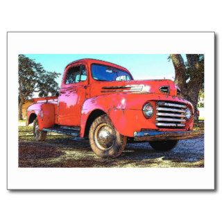 Antique Red Ford Truck Post Cards