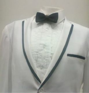 New Men's Single Breasted White Dress Suit Featuring Black Trim at  Mens Clothing store: Business Suit Pants Sets