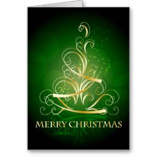 Gold Ribbon Christmas Tree Card