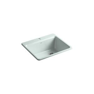 KOHLER Riverby Top Mount Cast Iron 25x22x9 5/8 1 Hole Single Bowl Kitchen Sink in Frost K 5872 1A1 FE