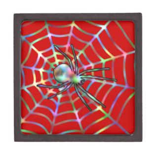 Cool Red Spider On Web Premium Trinket Box