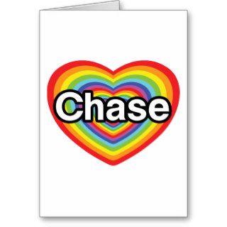 I love Chase: rainbow heart Greeting Cards