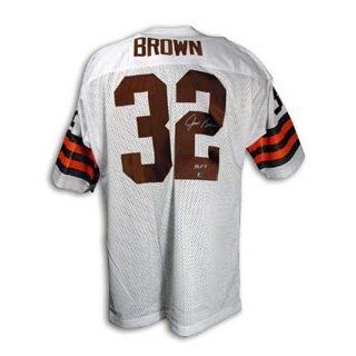 Jim Brown Signed Cleveland Browns Throwback White Jersey   HOF 71: Sports Collectibles